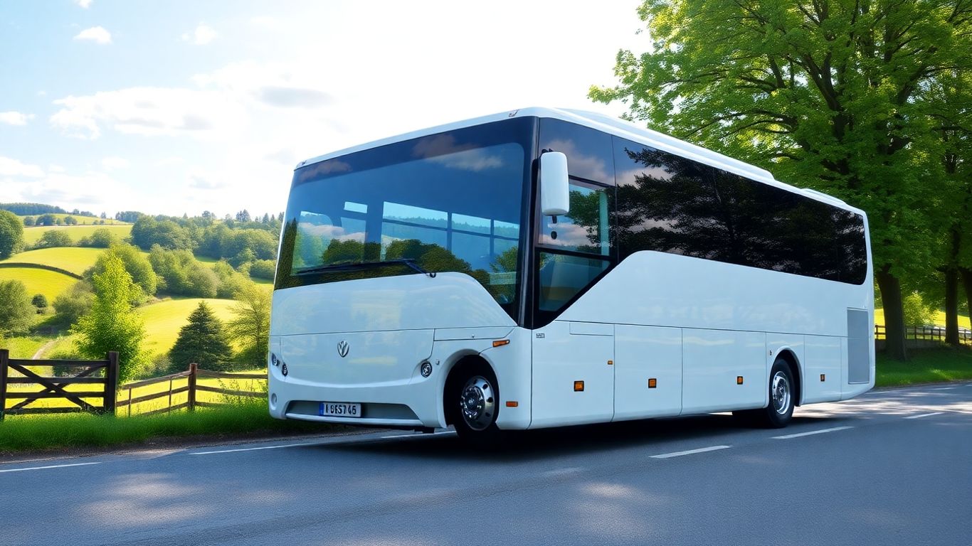 A modern coach ready for group travel in Slough.